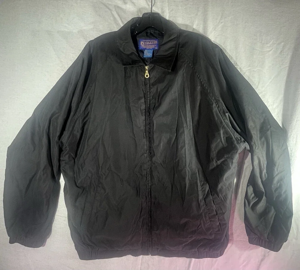 Vintage Pendleton Black Nylon Full Zip Jacket Size XL